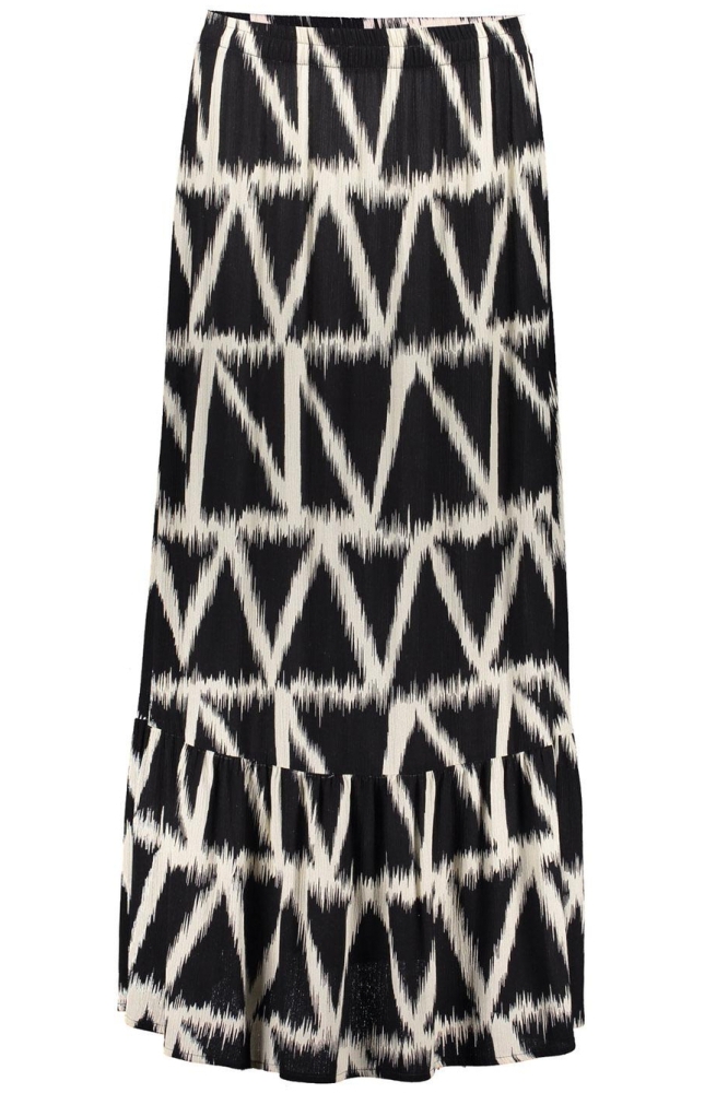 MIDI ROK MET IKAT PRINT 46201 20 999 black/sand